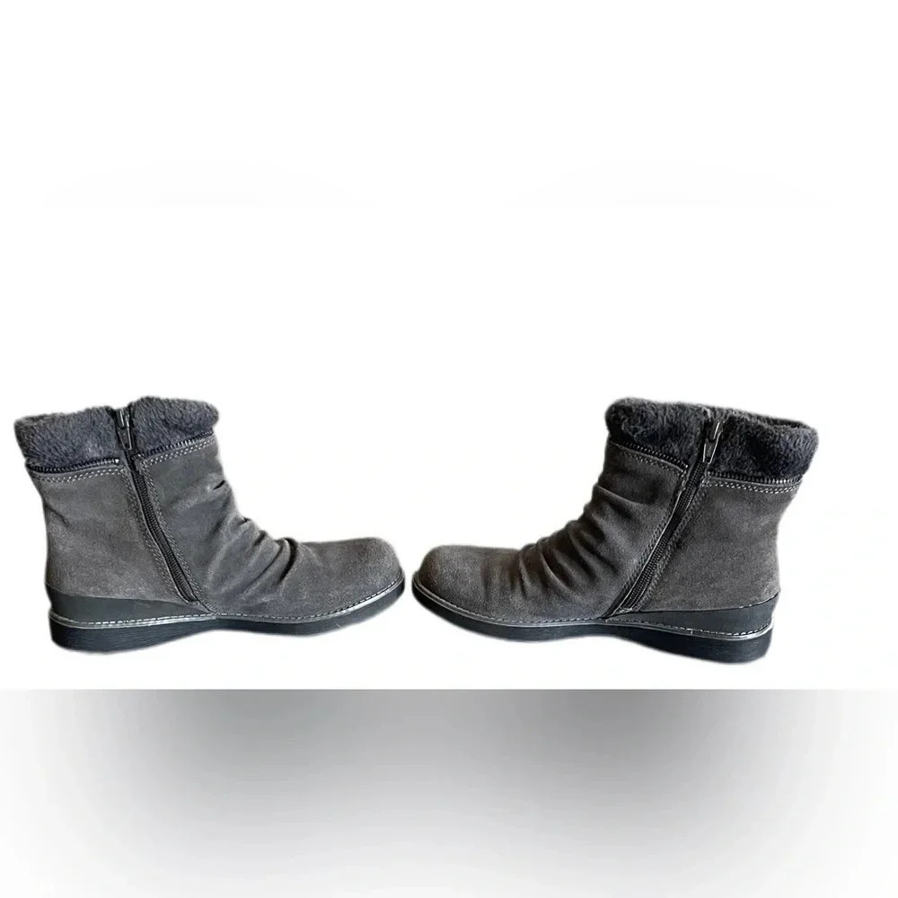 BareTraps Gray Suede Leather Faux Fur Larkspur Women’s Ankle Boots 7M - Picture 5 of 15